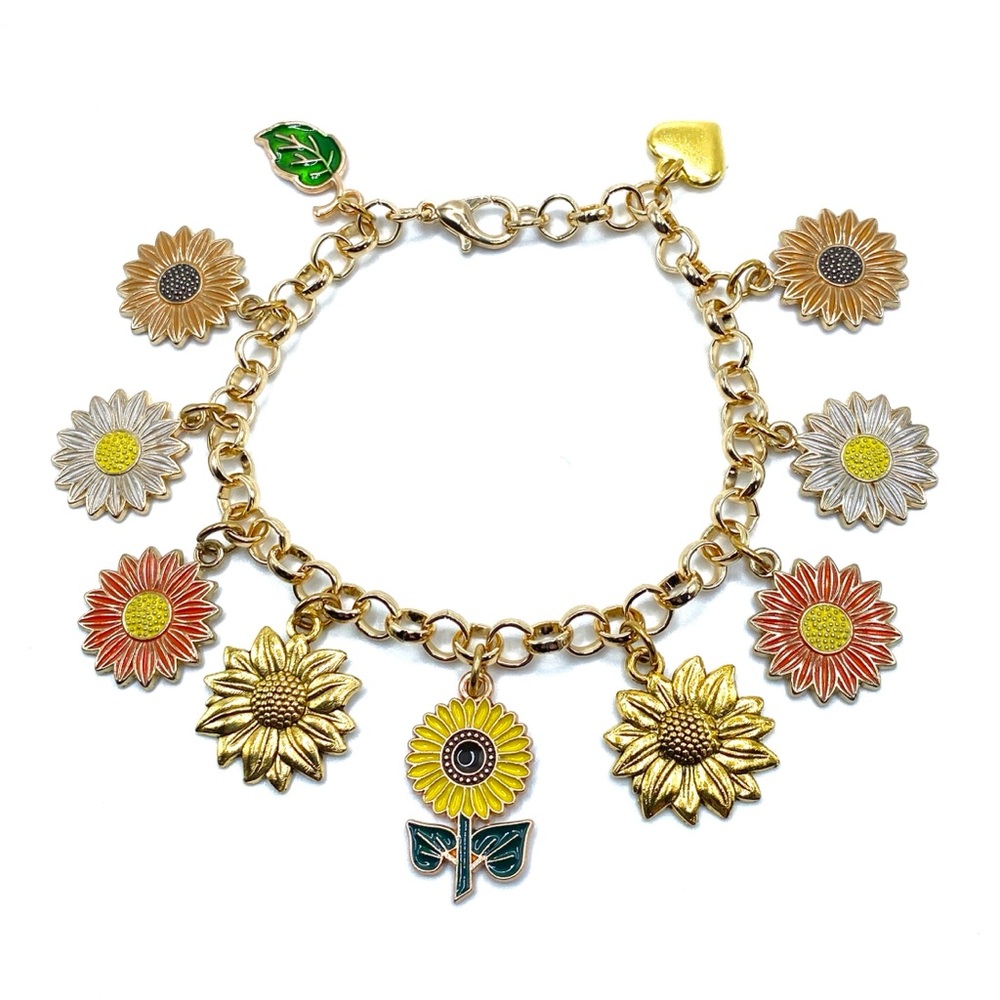 Sunflower Charm Bracelet Gold